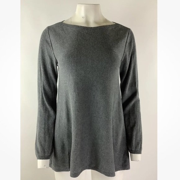 Eileen Fisher Sweaters - Eileen Fisher Sz S Metallic Thread Tunic Sweater Gray Tencel Organic Cotton